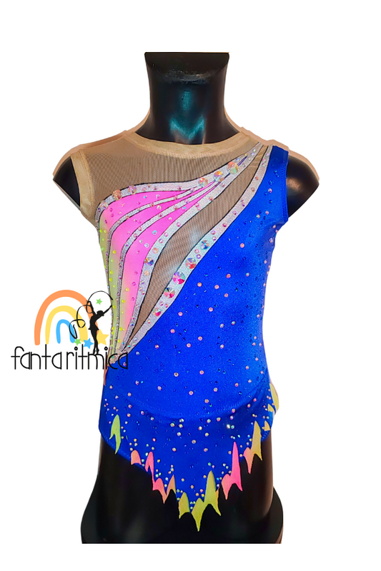 Body per ginnastica ritmica Blu mod. Onda