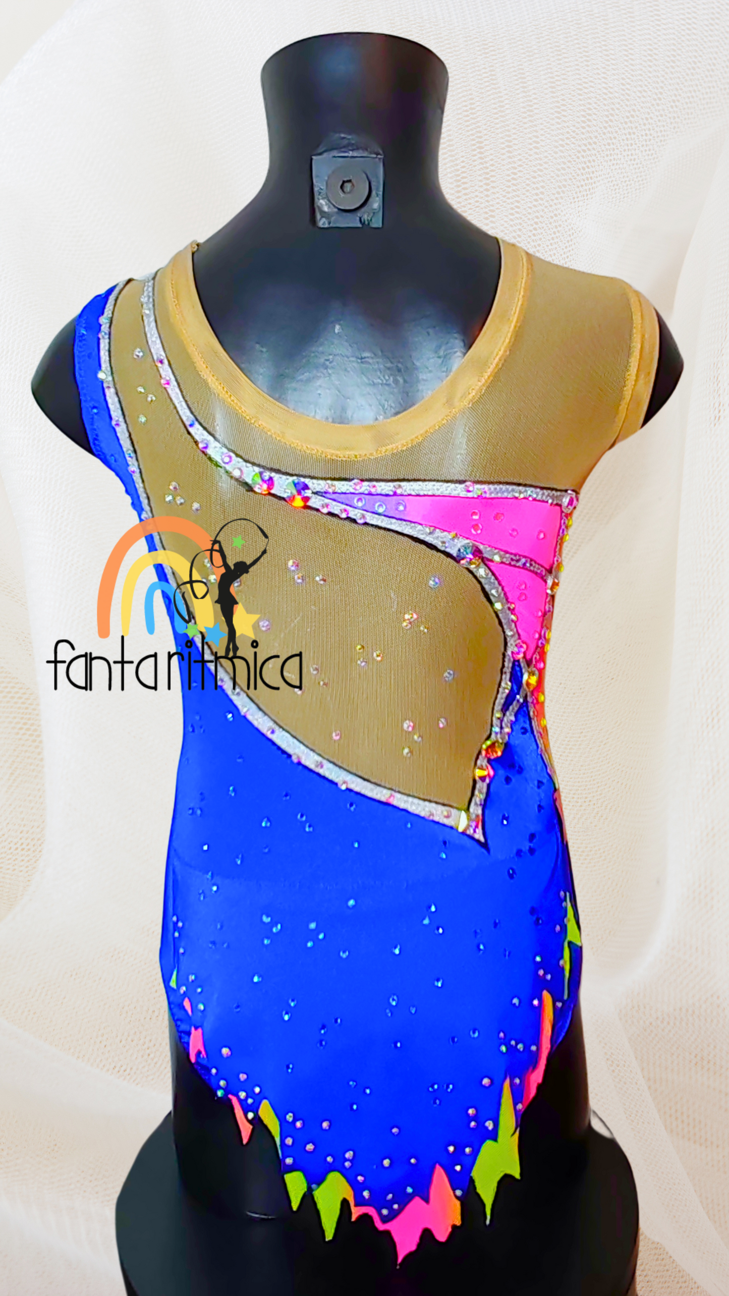 Body per ginnastica ritmica Blu mod. Onda