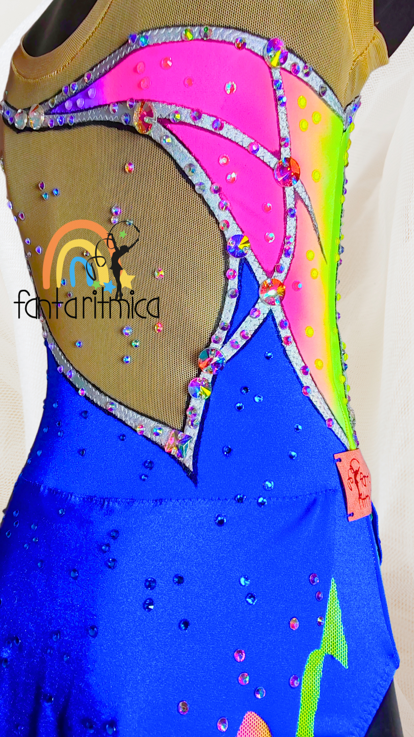 Body per ginnastica ritmica Blu mod. Onda